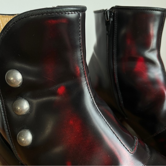 Fluevog Unity Penney ankle boot with buttons - Burgundy Rub Off size 5.5 - Picture 9 of 11